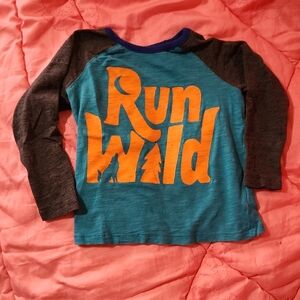 Run Wild Kids Raglan Shirt - Teal and Charcoal